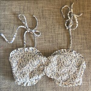 Hollister Smocked Ruffle Bandeau Bikini Top